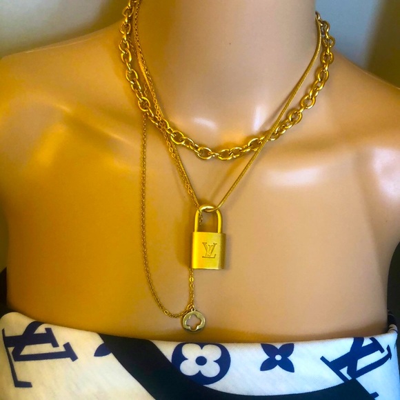 Repurposed Aunthentic Louis Vuitton padlock with New Stainless Steel Necklace. - Picture 4 of 10